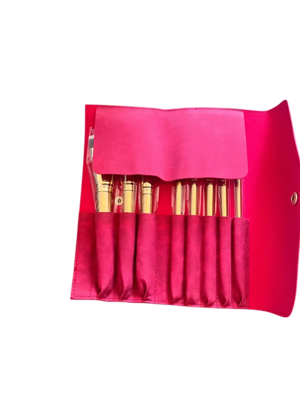 luxie 8 piece Gold-Handled Makeup Brush Set with Pink Case